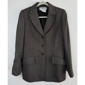 Carlisle vintage Brown Wool Micro Pattern 3 Button Blazer Jacket 8